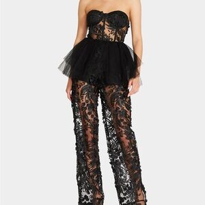 Betsey Johnson Black Lace Strapless Jumpsuit